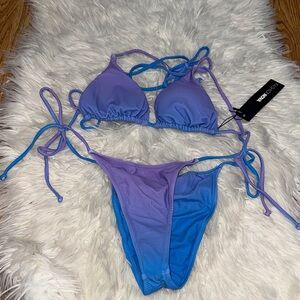 Fashion Nova Purple and Blue Bikini Set